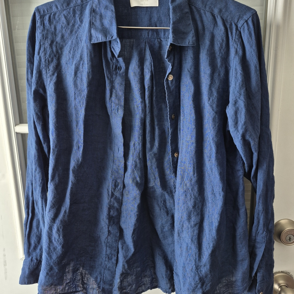 Women's Blue Linen Shirt